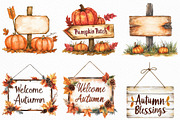 Watercolor Autumn Signs Clipart, an Illustration by Craft Nest (Thumbnail 2 of 6)