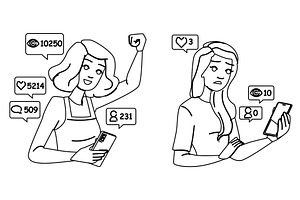 communication checking social media, a Person Illustration by pikepicture