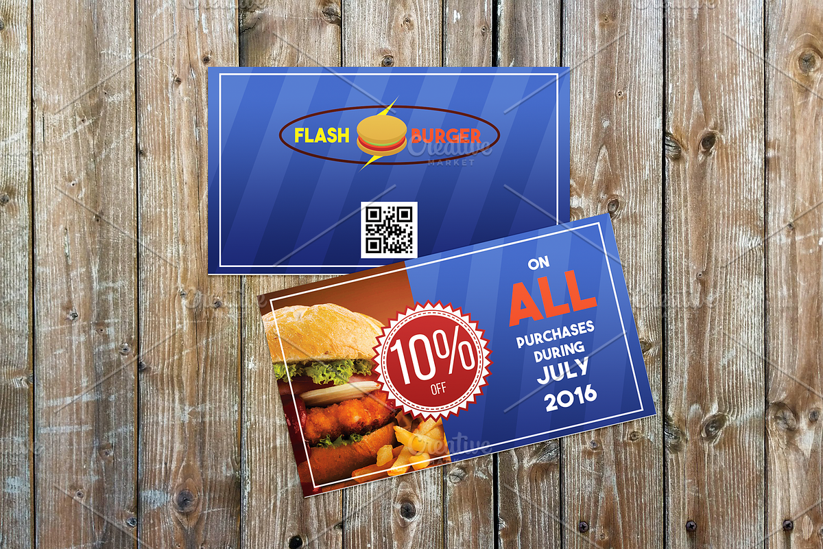 Fast Food Restaurant Coupon, a Card Template by Konakchiev (Photo 3 of 3)