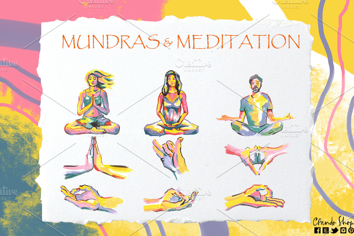 Meditation mudras hand painted, a Decorative Illustration by CpandoShop (Photo 3 of 9)