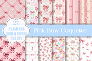 Pink Bow Coquette Digital Paper, a Pattern Graphic by Wow Magic (Thumbnail 1 of 3)