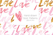50 gold and pink seamless patterns!, a Pattern Graphic by holaholga (Thumbnail 1 of 3)