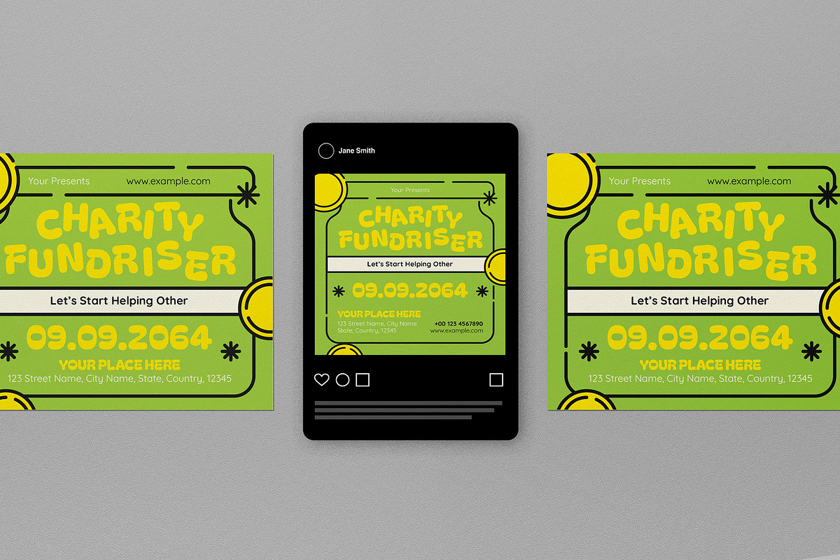 Green Doodle Charity Flyer Set, a Flyer Template by graphicook (Photo 3 of 4)