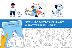 STEM Robotics Clipart & Pattern, a Technology Illustration by VasilkovS