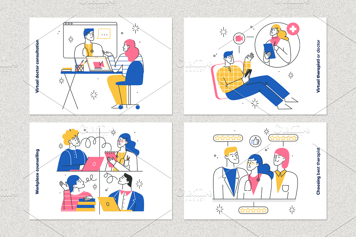 Online therapy illustrations, a Healthcare Illustration by ZP Design (Photo 3 of 8)