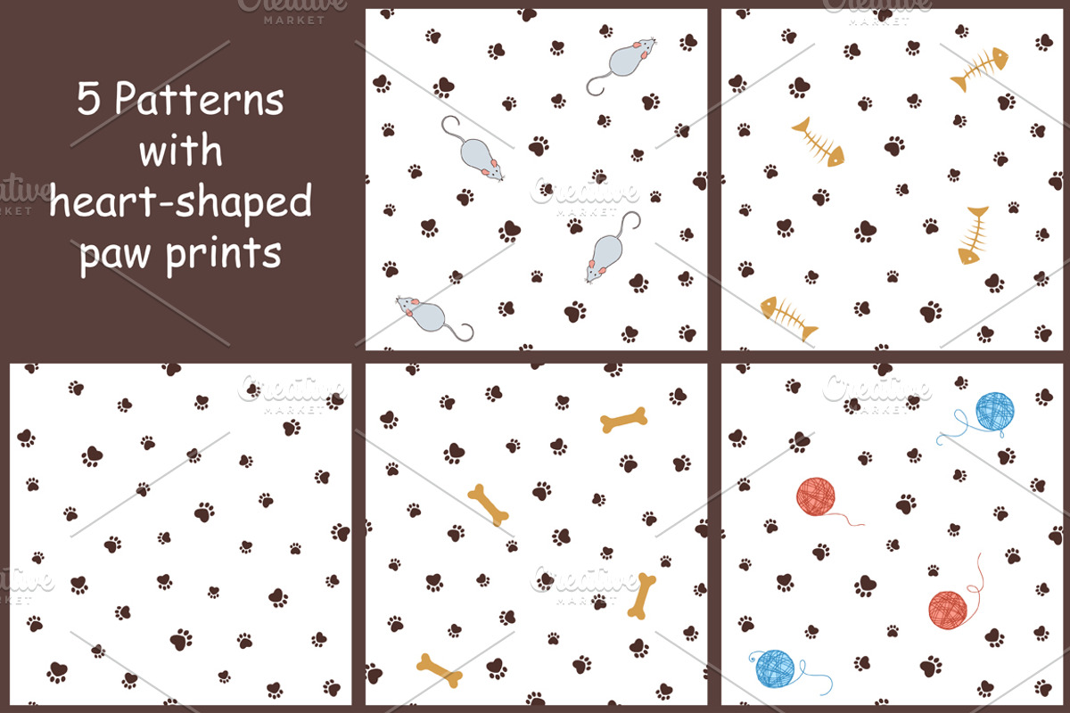 Animal paw prints seamless patterns, a Pattern Graphic by InkySplash (Photo 2 of 3)