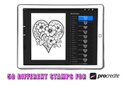 50 Flower Hearts Procreate Stamps, a Brush Add-On by Procreate Sale (Thumbnail 2 of 6)