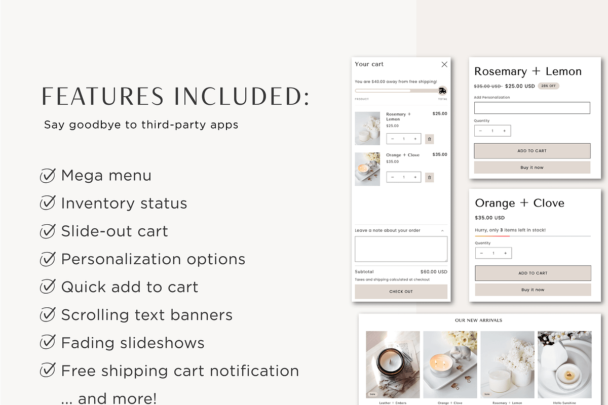 Minimal Candle Shopify Theme, a Shopify Template by Macarons and Mimosas (Photo 4 of 11)