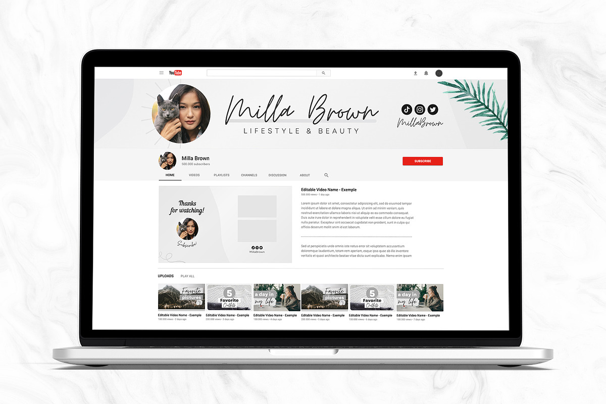 YouTube Channel Branding Kit | Canva, a Social Media Template by OniriqveDesigns (Photo 2 of 10)