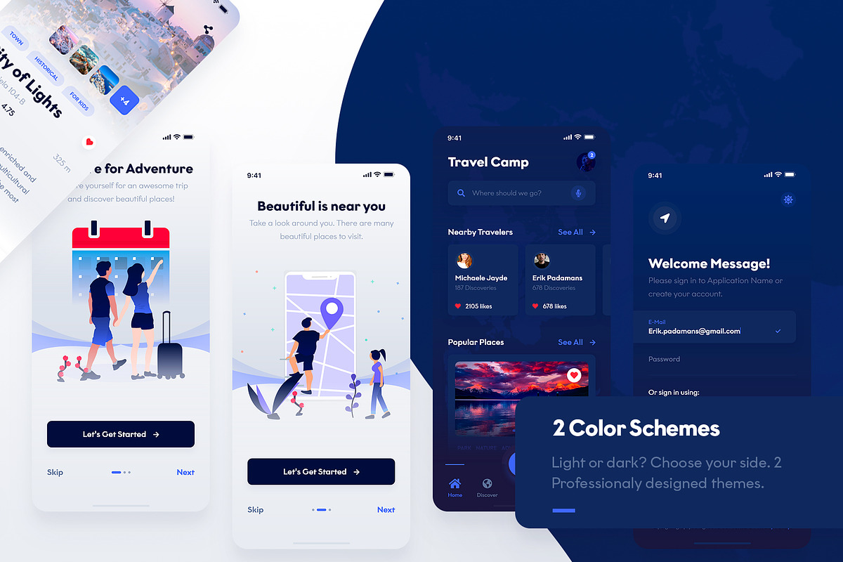 Travel & Discovery Mobile UI Kit, an UI Kit Template by Erik Padamans