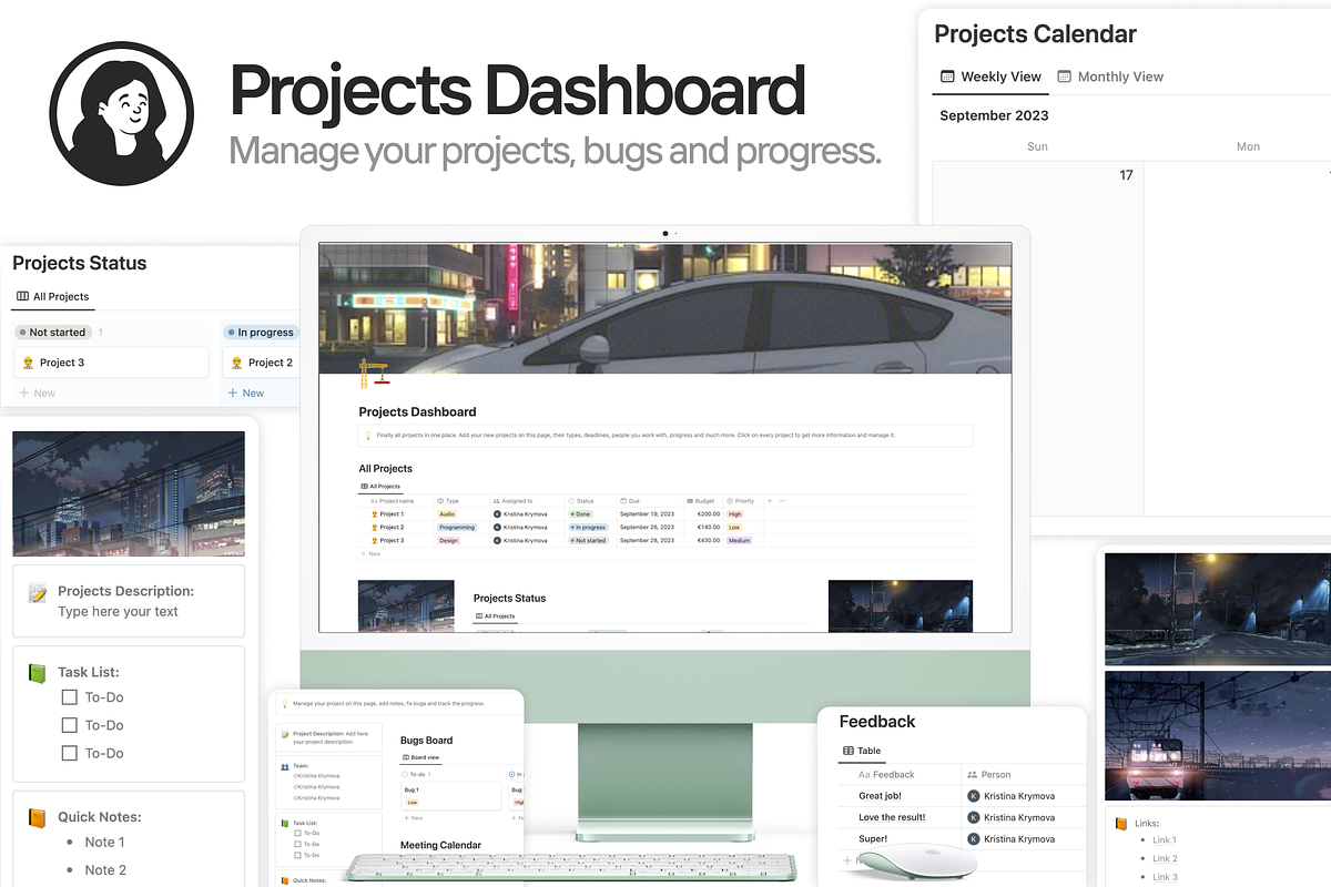 Project Dashboard Notion Template, a Templates & Theme by KristinaK3 (Photo 1 of 2)