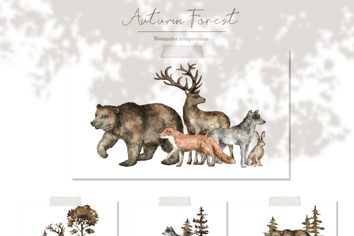 Autumn Forest. Watercolor set, an Animal Illustration by Kreker Kate (Photo 4 of 9)