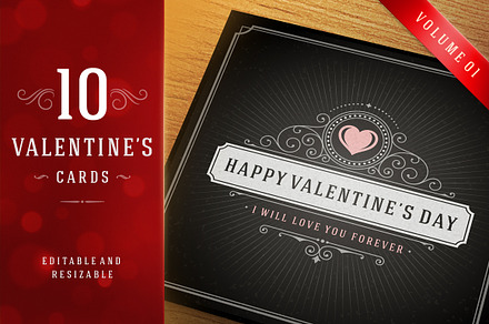 Valentine's Day Greeting Cards, a Card Template by Vasya Kobelev