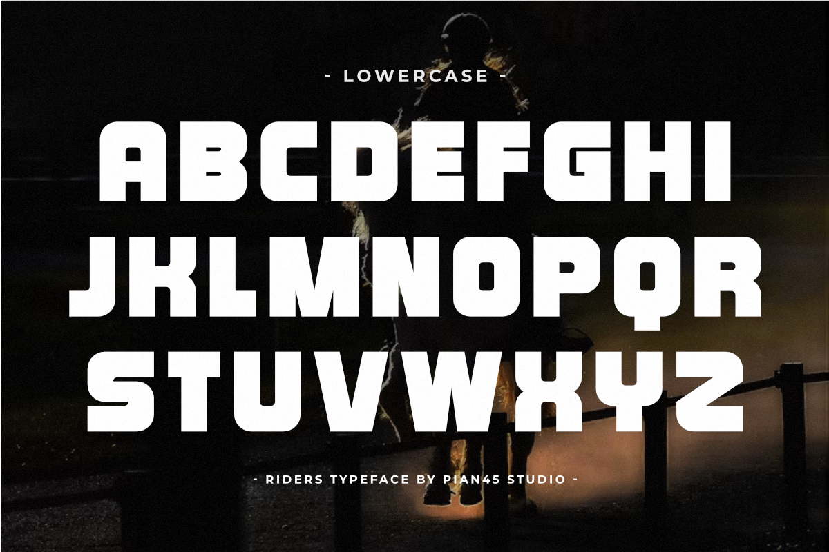 Riders - Bold Extended Display Font, a Sans Serif Font by Pian45 Studio (Photo 6 of 8)