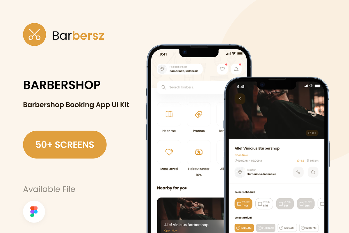 Barbersz UI Kit, an UI Kit Template by Kawalan Studio (Photo 1 of 5)