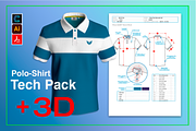 Polo shirt Tech Pack and 3D., an Object Graphic by Irena Matiash shop (Thumbnail 1 of 3)