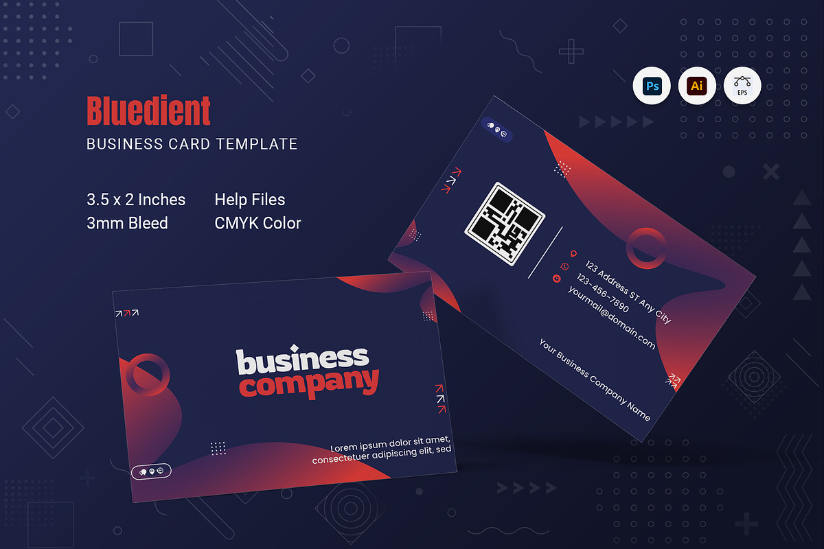 Bluedient Business Card, a Business Card Template by Fannan Studio