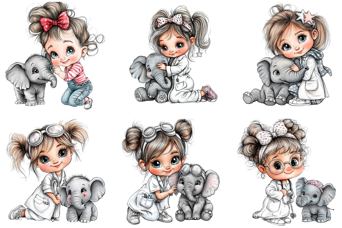 Veterinarian girl clipart, an Illustration by DreamArtGraphic (Photo 6 of 9)