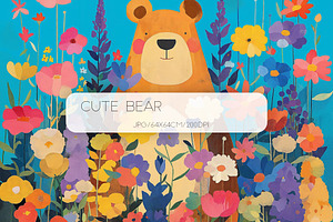Bear in the Flower Thicket, an Animal Illustration by yahu88studio