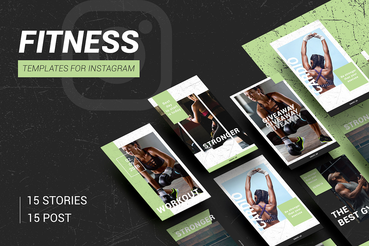 FITNESS & GYM - instagram template, a Social Media Template by Digital Breath templates (Photo 1 of 6)