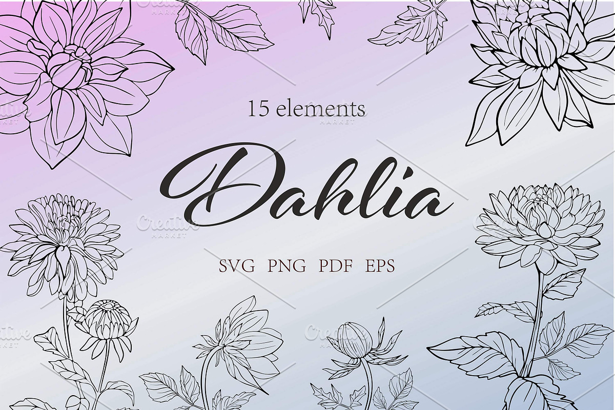 Dahlia Bouquet SVG Bundle, a Graphic by KostaDigitalArt (Photo 1 of 10)