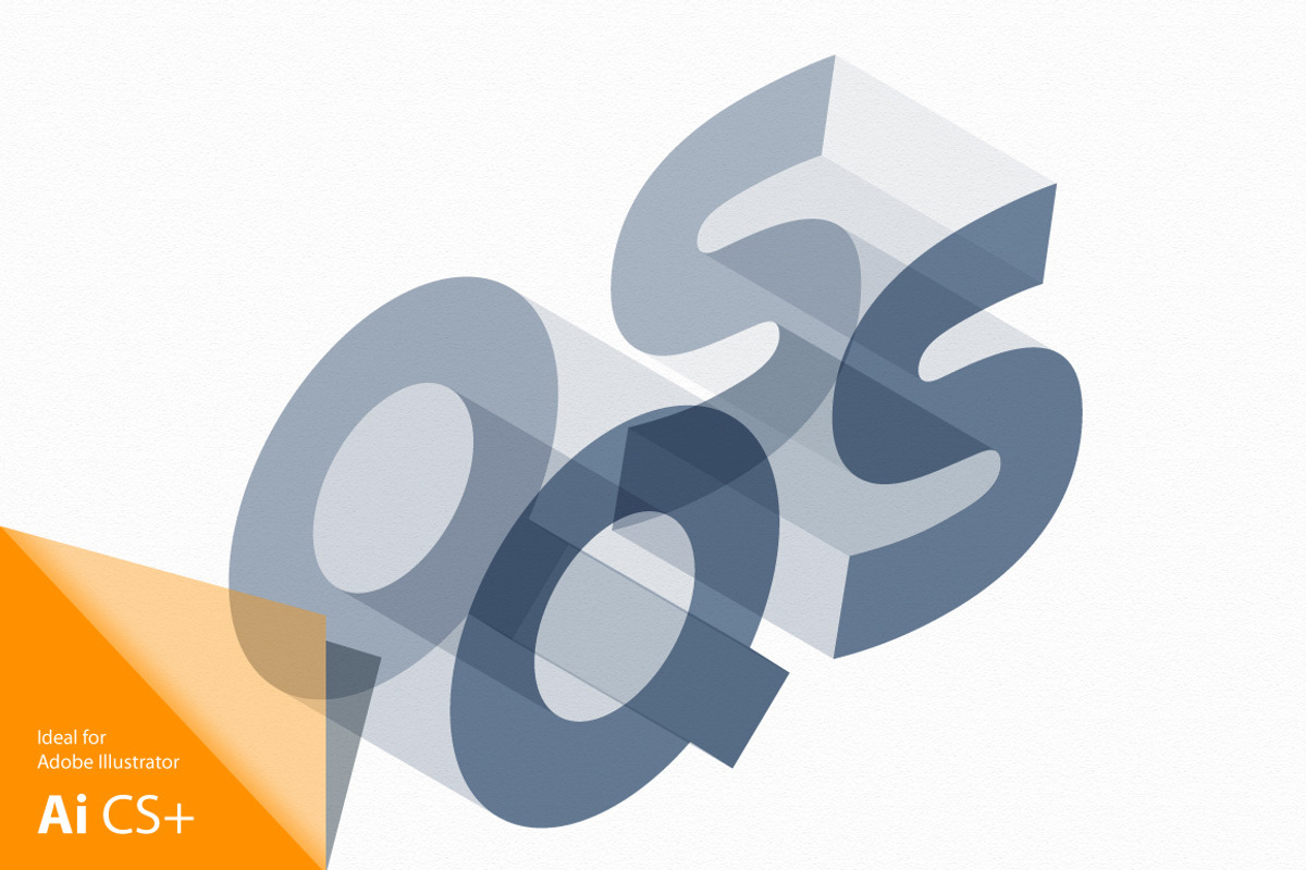 Vector gray isometric alphabet