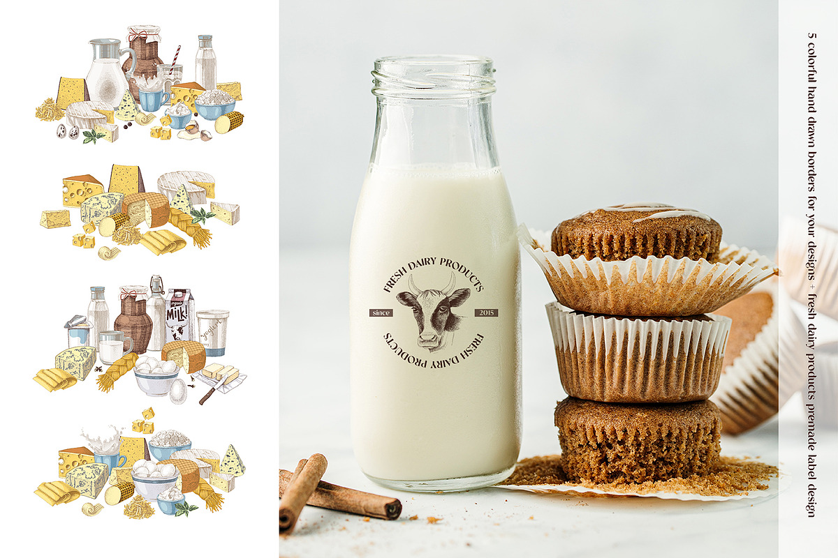 Farm fresh dairy products collection, a Food Illustration by handsketched (Photo 7 of 14)