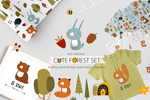 Cute Forest Set. Funny Forest Animal