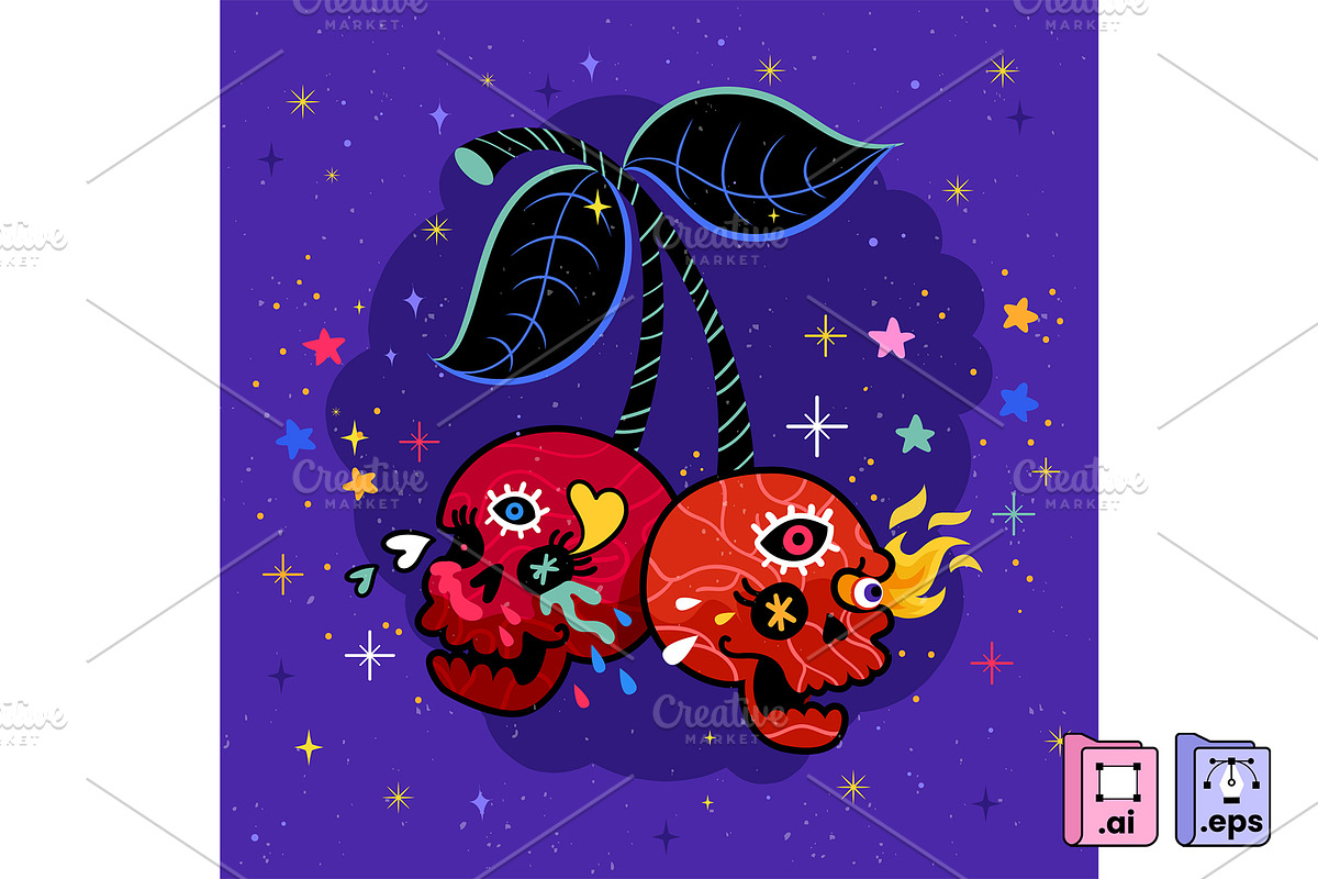 Halloween Skull Cherry, a Decorative Illustration by MISS CHATZ (Photo 2 of 3)