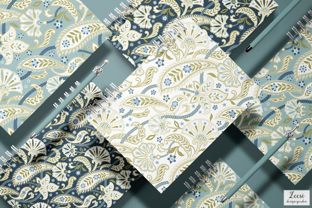 Powder Blue Paisley, a Pattern Graphic by Zeesi Design Garden (Photo 4 of 8)