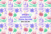 Applique Watercolor Floral Pattern, a Pattern Graphic by BAGIRA | Studio (Thumbnail 1 of 6)