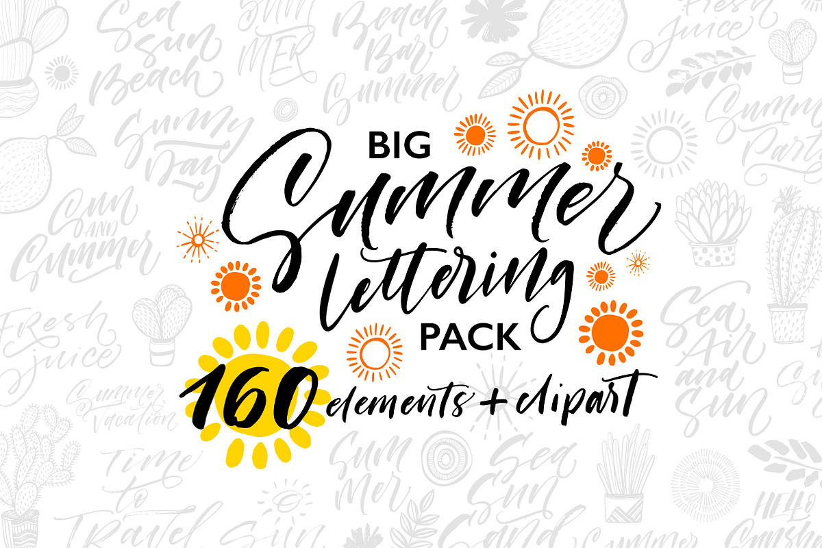 Big Summer Lettering Pack., an Illustration by Asya Mix (Photo 1 of 15)