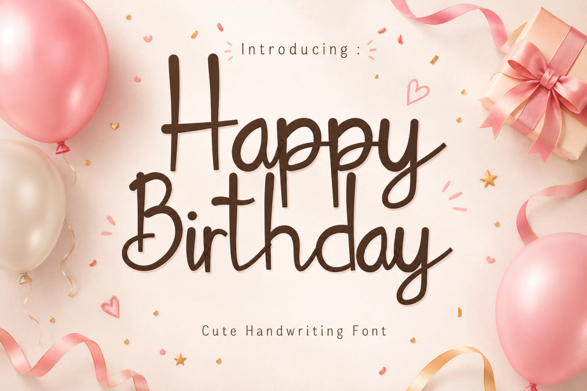 Happy Birthday-Cute Handwriting Font, a Script Font by KiddoGlyphs Studio