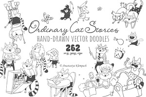 Hand-Drawn Cat Doodle Bundle