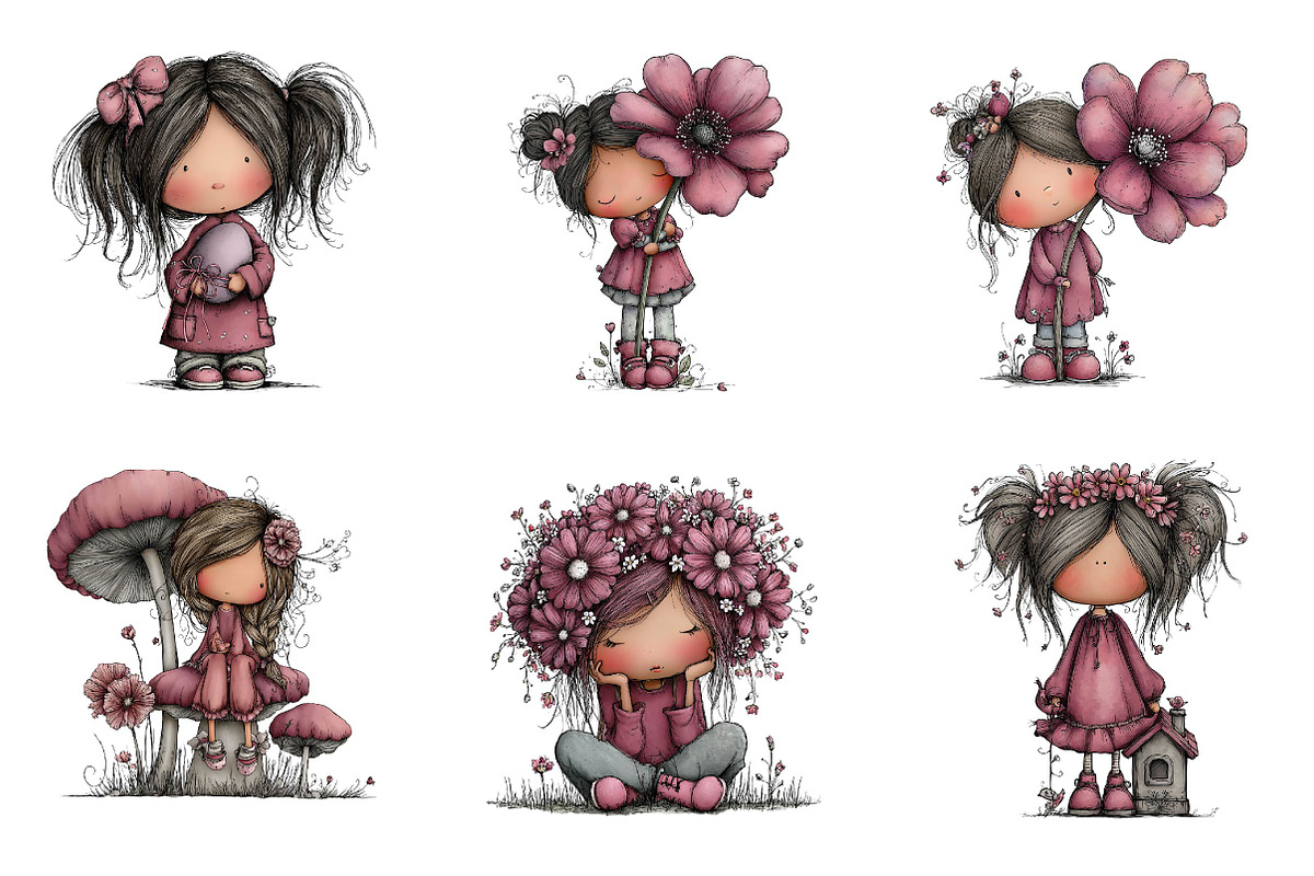 Whimsical Spring Girl Clipart, an Illustration by CreationArt (Photo 6 of 7)