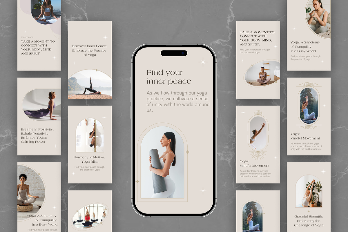 Yoga Instagram Stories Pack Canva, a Social Media Template by VeliusCreativeStudio (Photo 2 of 9)