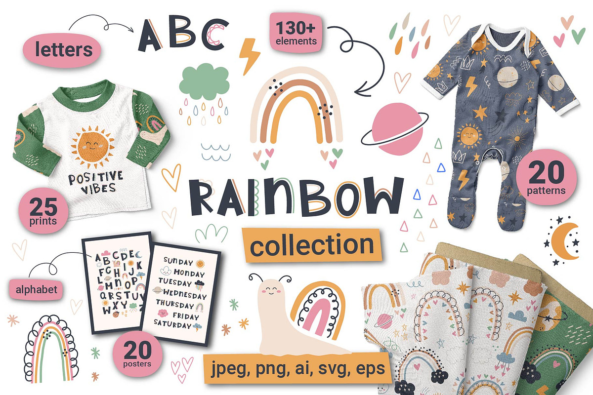 Boho Rainbow collection for kids, an Object Illustration by AnnArt (Photo 1 of 8)