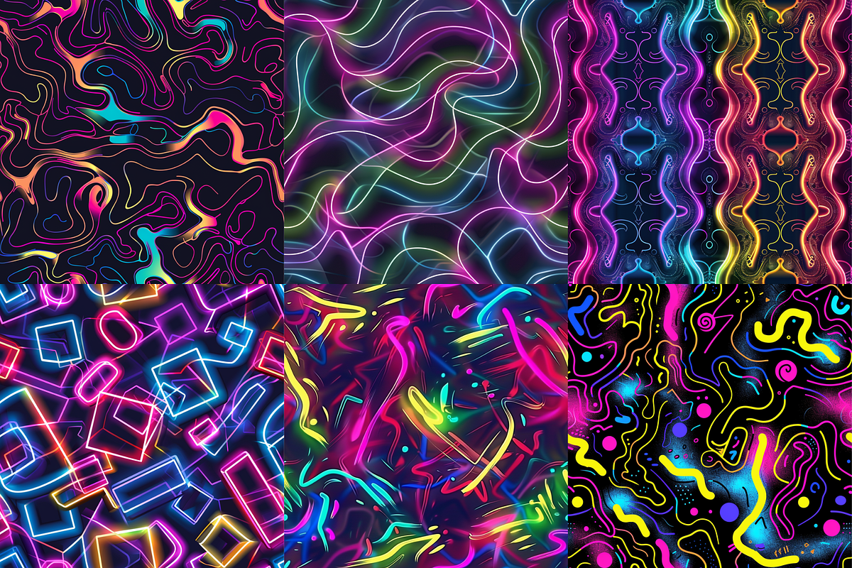 Neon Abstract Seamless Patterns, a Pattern Graphic by PrintablesByFranklyn (Photo 2 of 6)