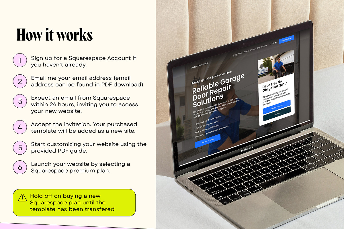 Garage Door Squarespace Website, a Squarespace Template by Template Twist Shop (Photo 4 of 9)