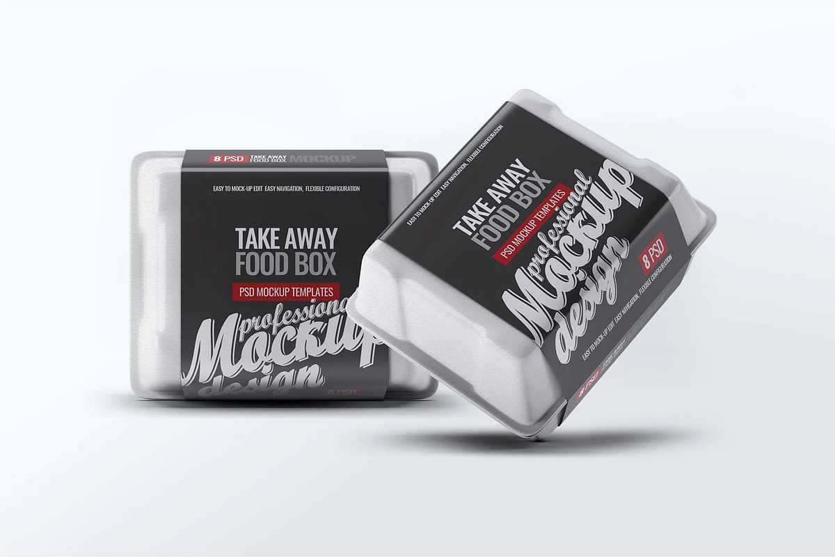 Take Away Food Box Mock-Up, a Packaging Mockup by DesignRushMarket (Photo 7 of 8)