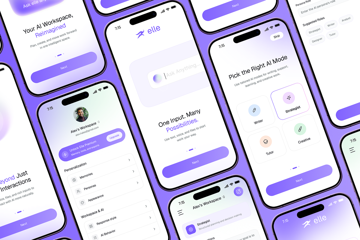 Elle AI Chat App UI Kit - Figma, an UI Kit Template by Brickclay (Photo 8 of 14)