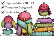 Whimsical Winter Bird Clipart, an Illustration by Libby Wishes (Thumbnail 2 of 7)