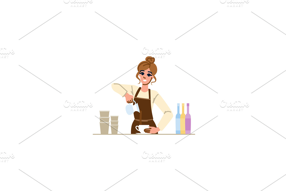 Barista pouring coffee into cup at, a Food Illustration by pikepicture