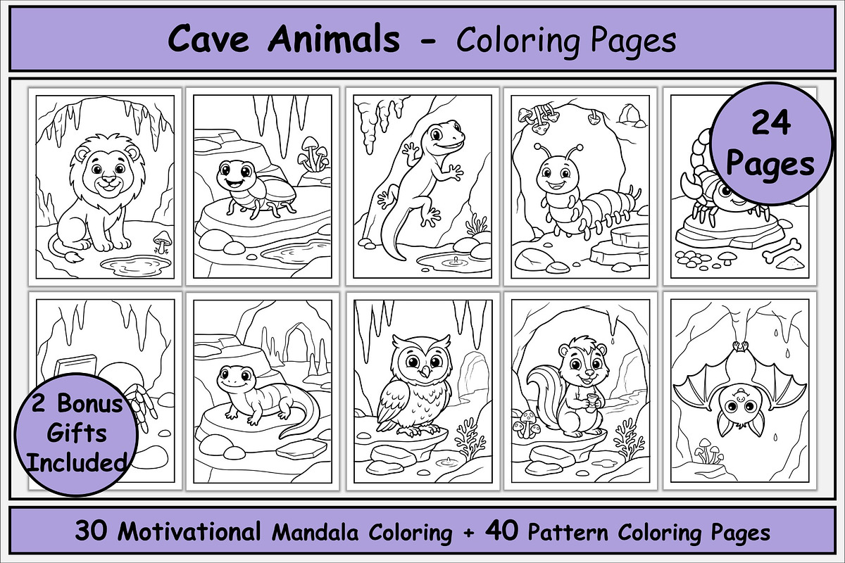 Cave Animals Coloring Book, an Animal Illustration by Lamia Emad (Photo 1 of 5)