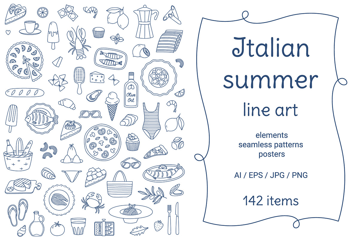 Italian Summer line art, an Object Illustration by yarynabo (Photo 1 of 13)