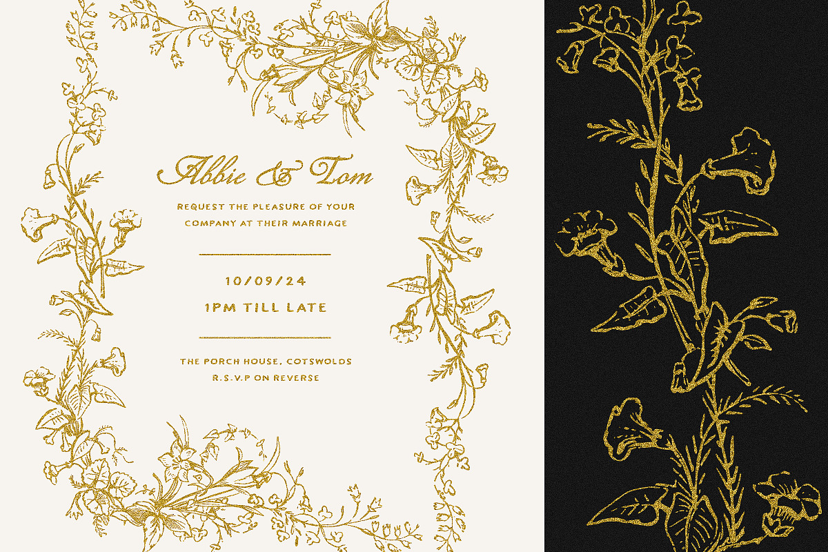 Gold Chinoiserie Floral Clipart Pack, a Decorative Illustration by Century Library (Photo 3 of 11)