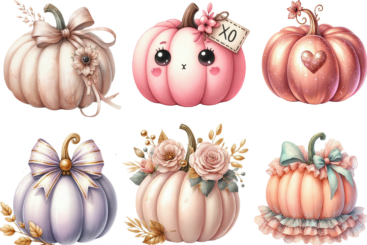 Coquette Pumpkin Clipart PNG, an Illustration by Designking (Photo 3 of 4)