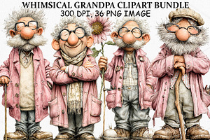 Whimsical Grandpa Clipart Bundle, a Seasonal Illustration by Canvas Craft