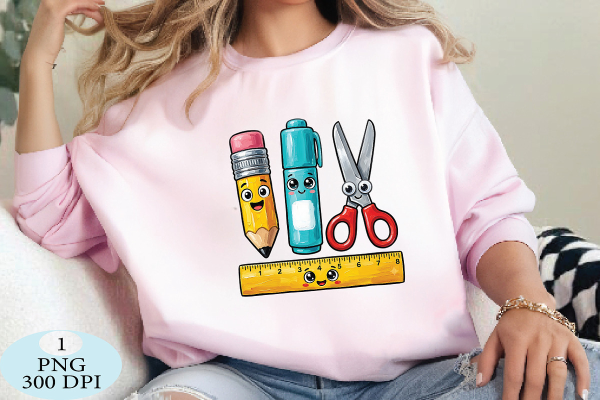 Cute Pencil Ruler Scissors & Marker, a Seasonal Illustration by Daily.Designs (Photo 3 of 5)