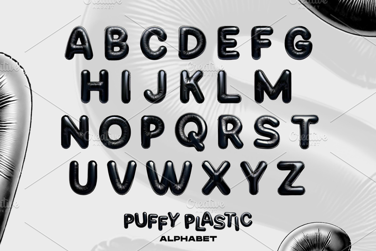 Puffy Plastic alphabet font, a Font by Sonnyfive (Photo 6 of 7)